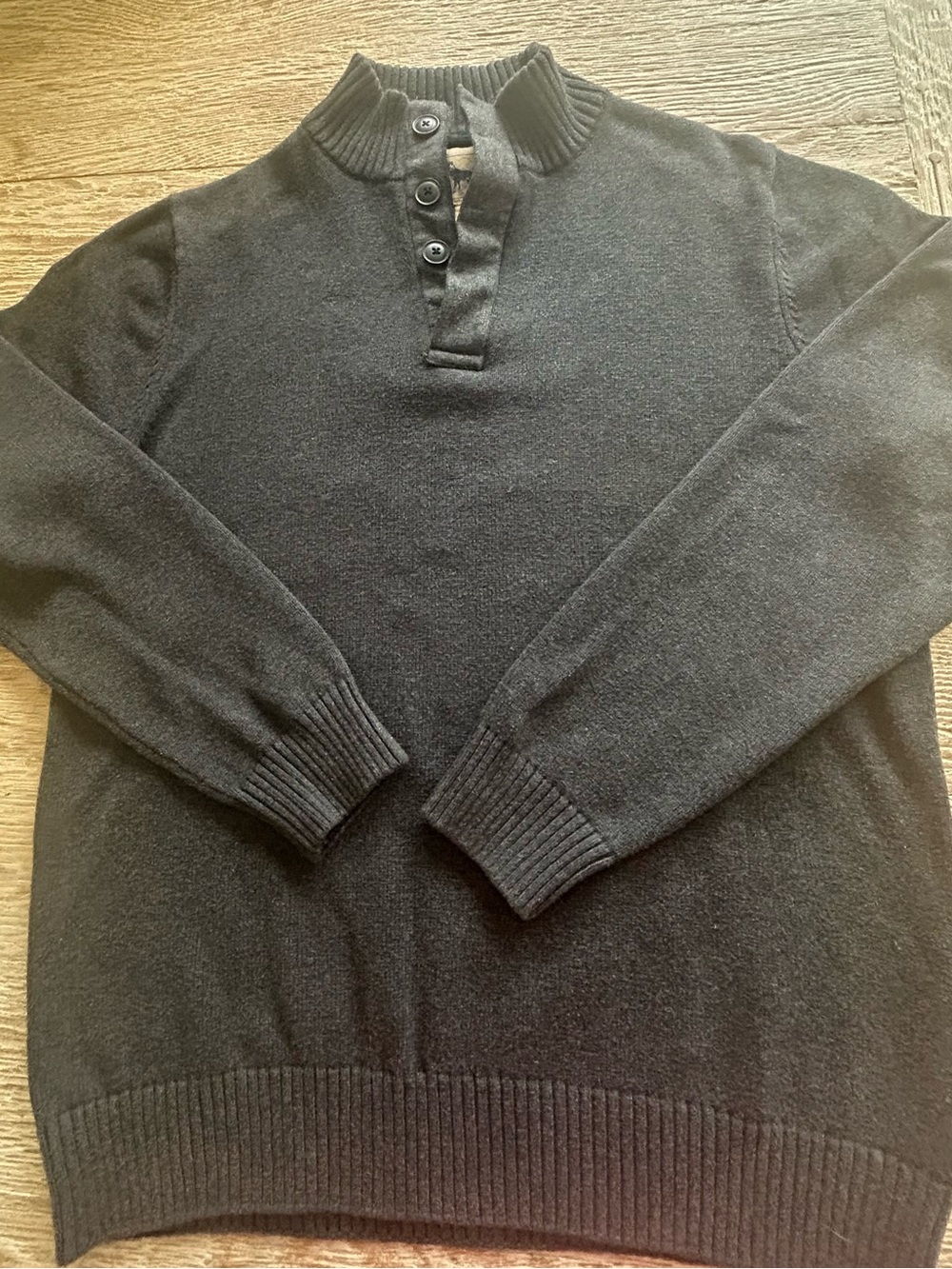 Men's Charcoal Button-Front Turtleneck Sweater